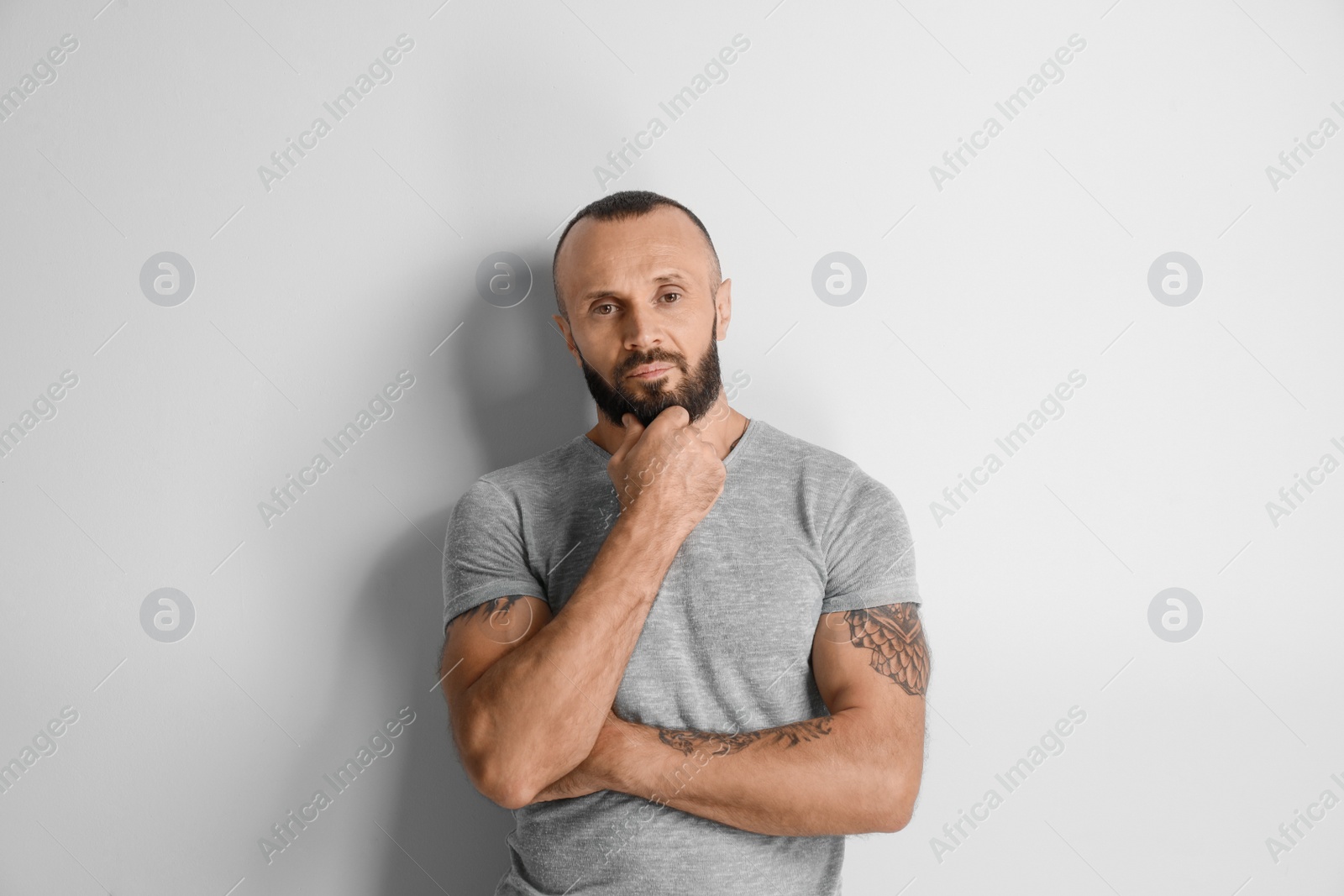 Photo of Portrait of handsome man on white background