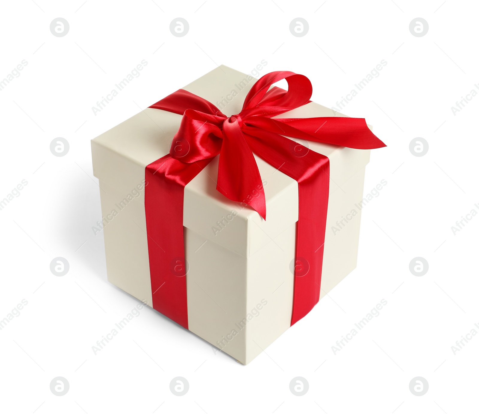 Photo of Gift box with ribbon on white background