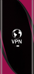 Concept of secure network connection. Acronym VPN on color background, illustration