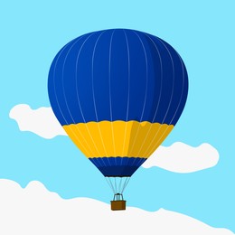 Beautiful hot air balloon in blue sky