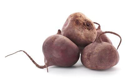 Organic beets on white background. Taproot vegetable