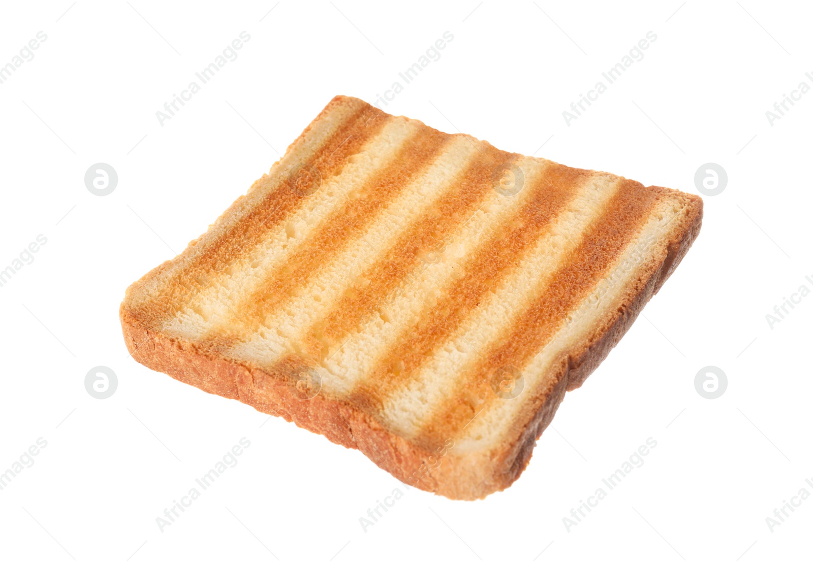 Photo of Slice of delicious toasted bread isolated on white