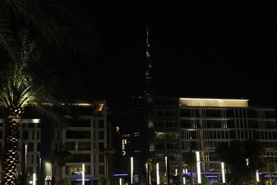 DUBAI, UNITED ARAB EMIRATES - NOVEMBER 04, 2018: Beautiful view of city street at night