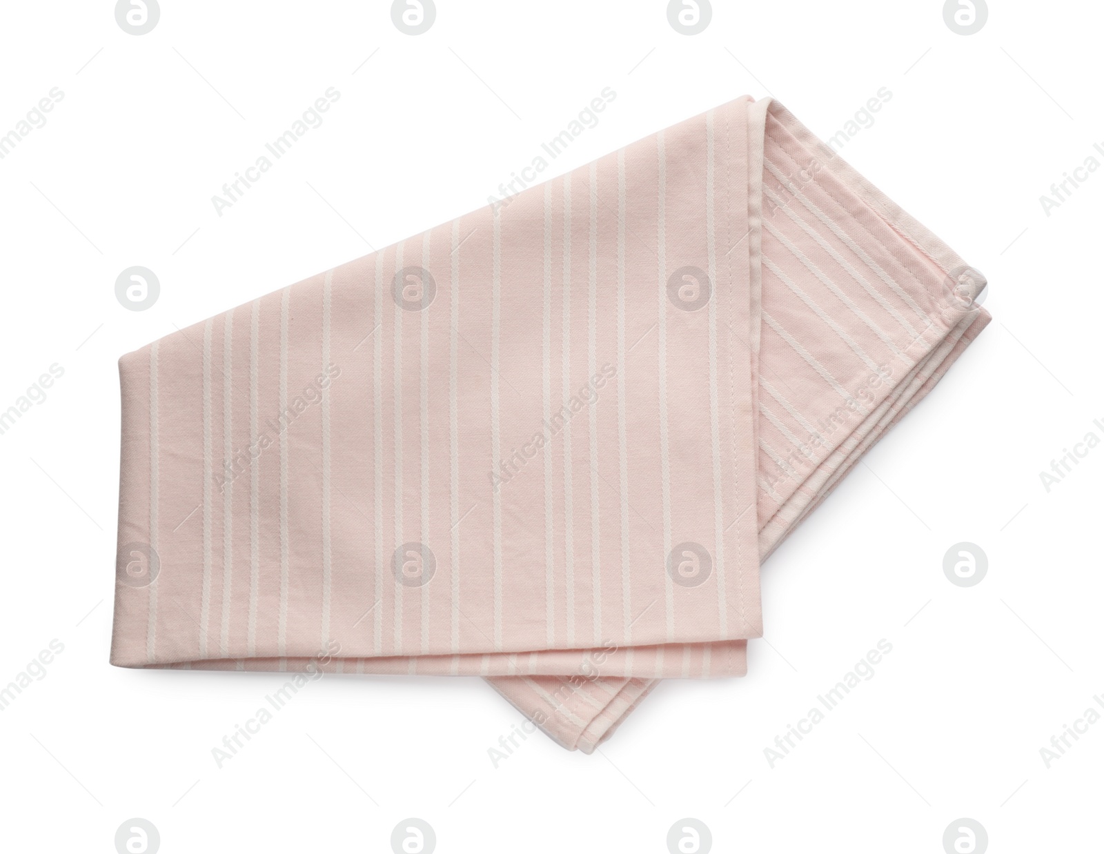 Photo of Striped kitchen towel isolated on white, top view