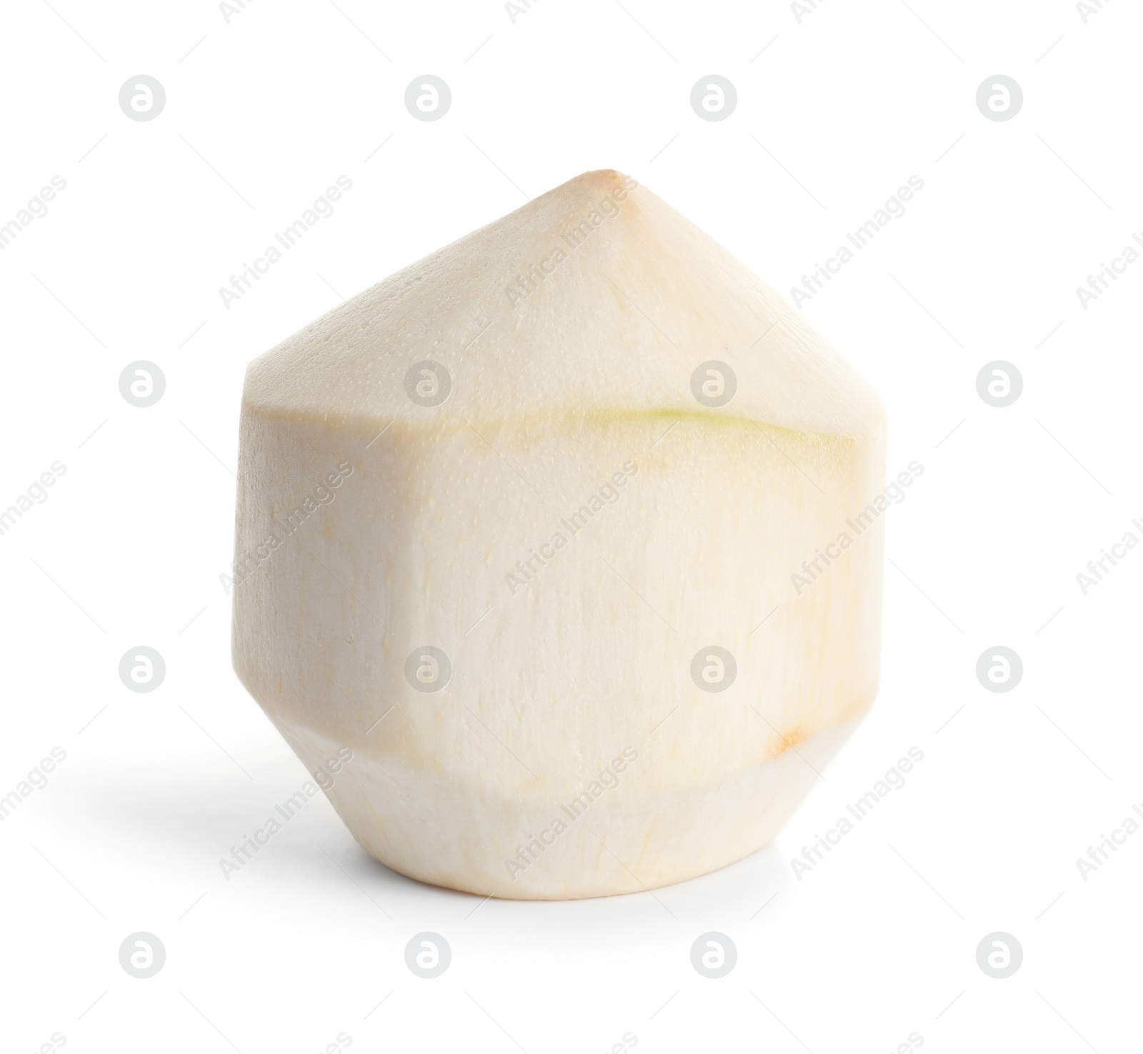 Photo of Fresh peeled coconut on white background