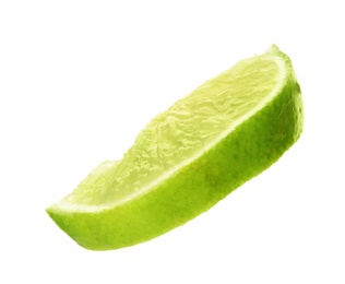 Photo of Slice of fresh lime on white background