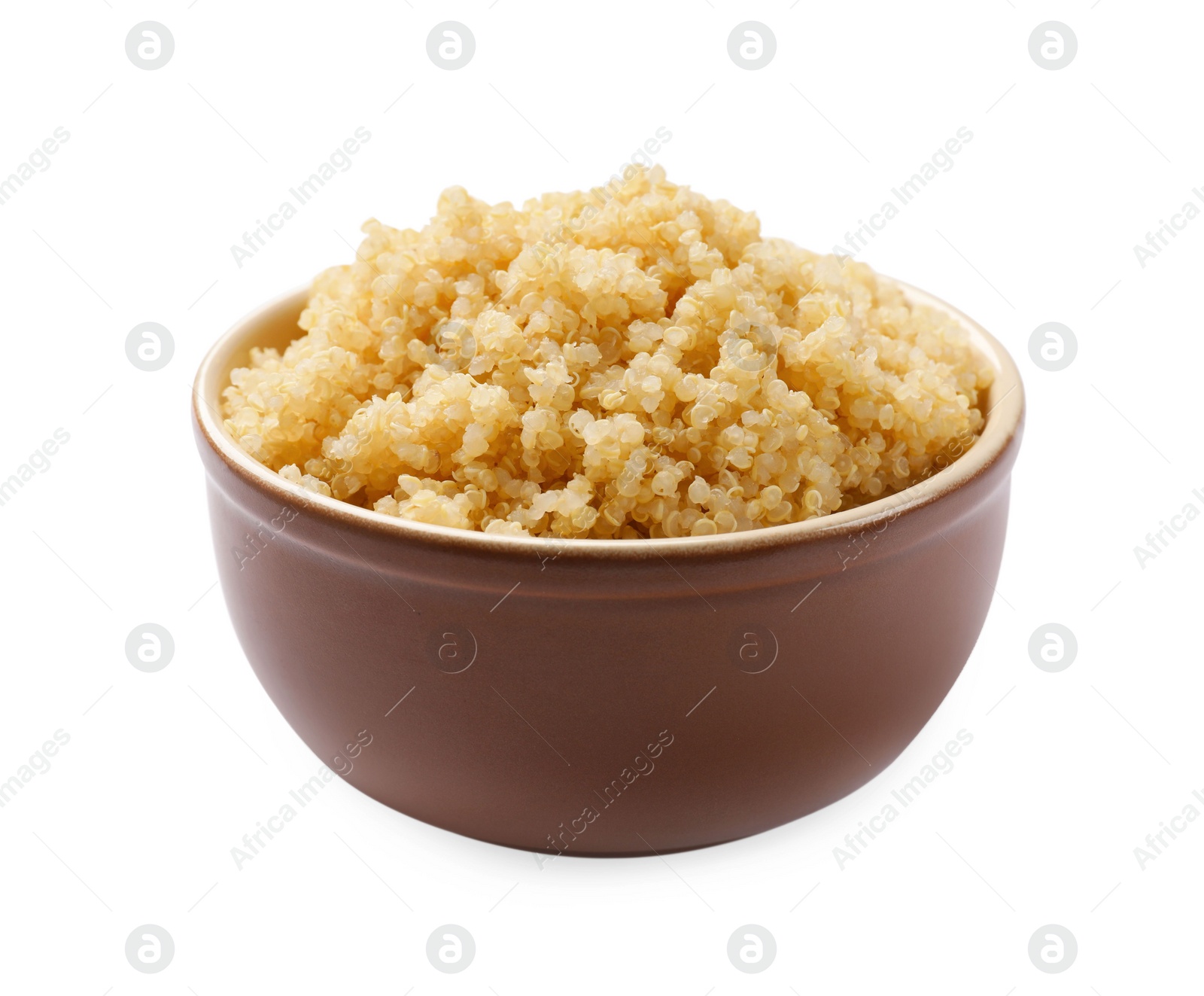 Photo of Tasty cooked quinoa in bowl isolated on white