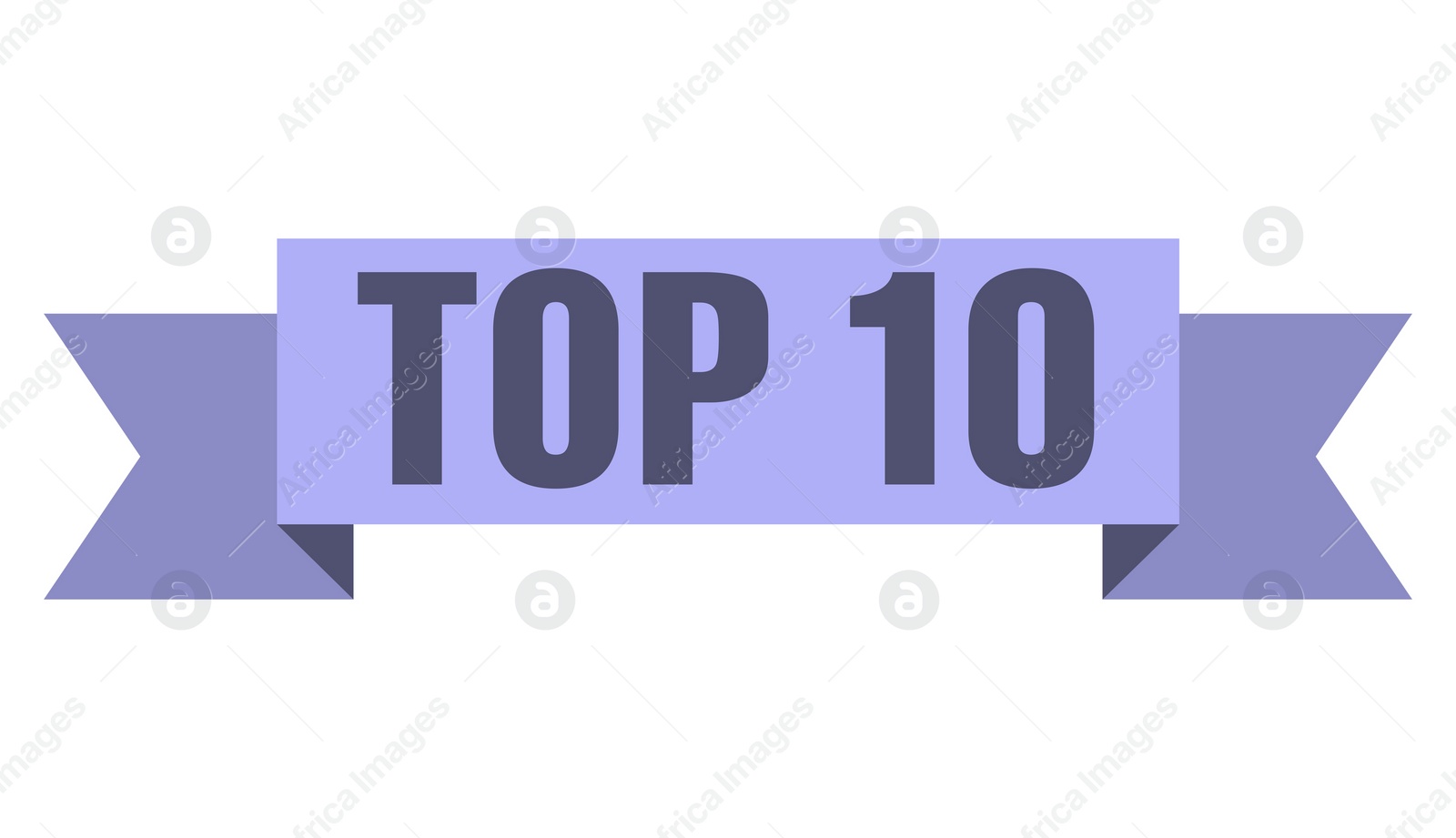 Illustration of Top ten list. Ribbon with word and number 10 on white background