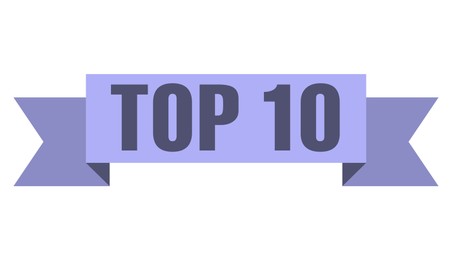 Illustration of Top ten list. Ribbon with word and number 10 on white background