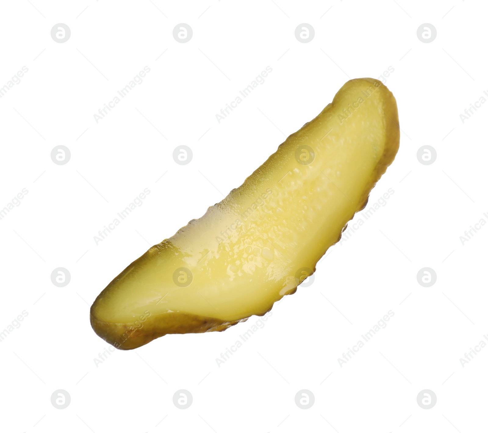 Photo of Slice of pickled cucumber isolated on white