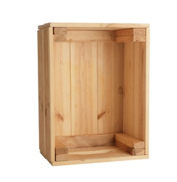 Photo of Wooden crate on white background. Shipping container