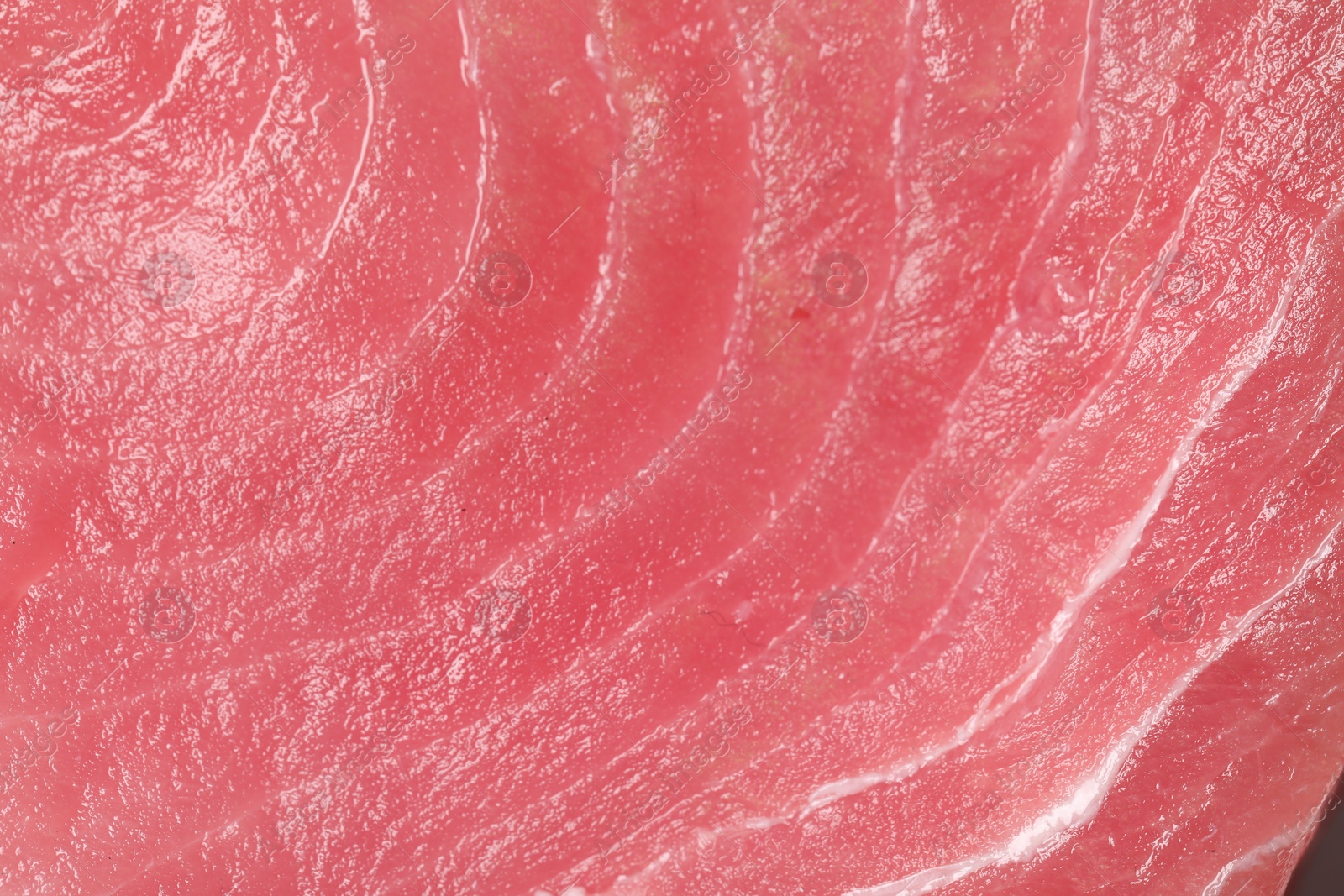 Photo of Fresh raw tuna fillet as background, top view