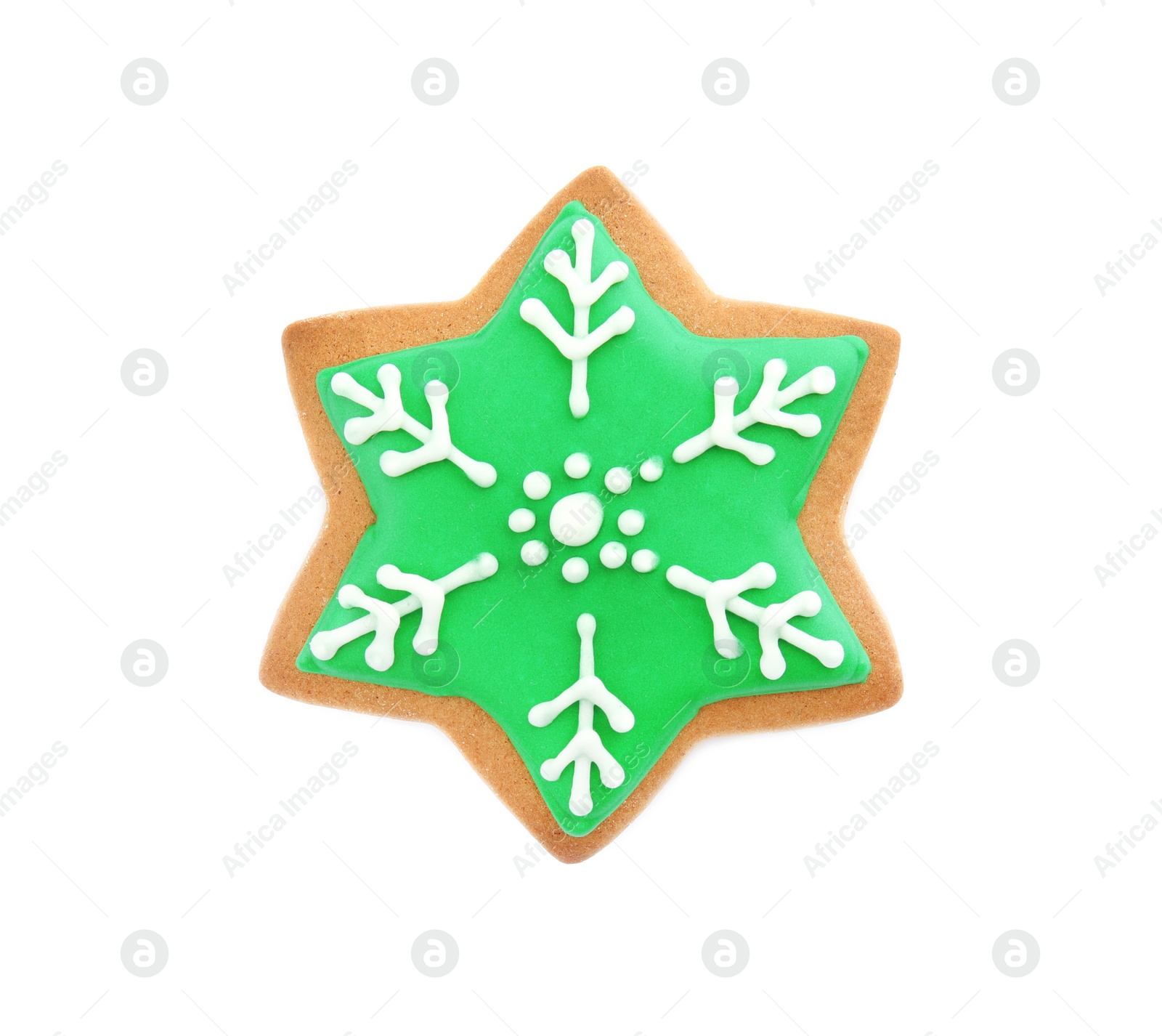 Photo of Tasty homemade Christmas cookie on white background