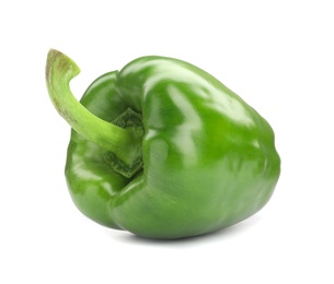 Ripe green bell pepper on white background