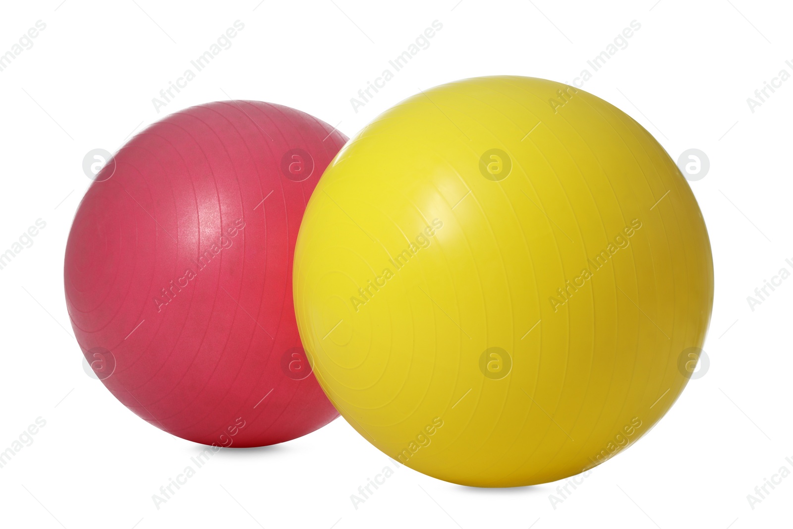 Photo of Different colorful fitness balls isolated on white