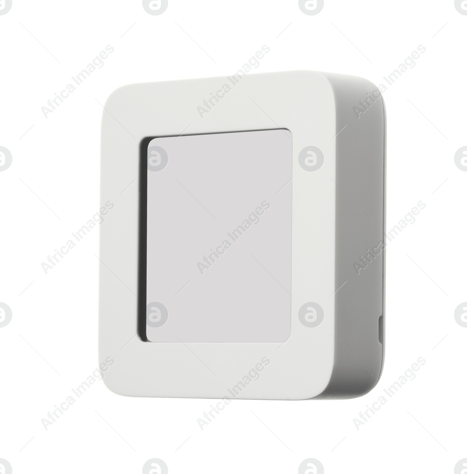 Photo of One thermostat isolated on white. Smart home system