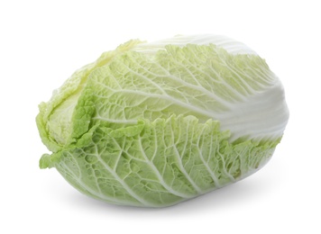 Photo of Fresh ripe napa cabbage isolated on white