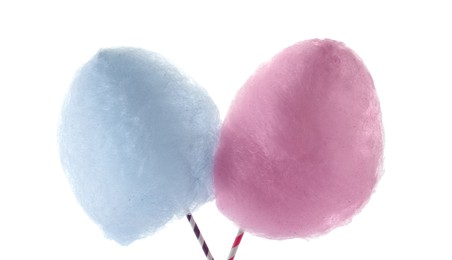 Sweet color cotton candies isolated on white