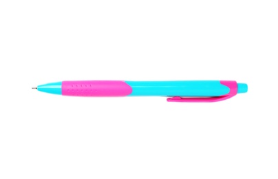 Retractable pen on white background. School stationery