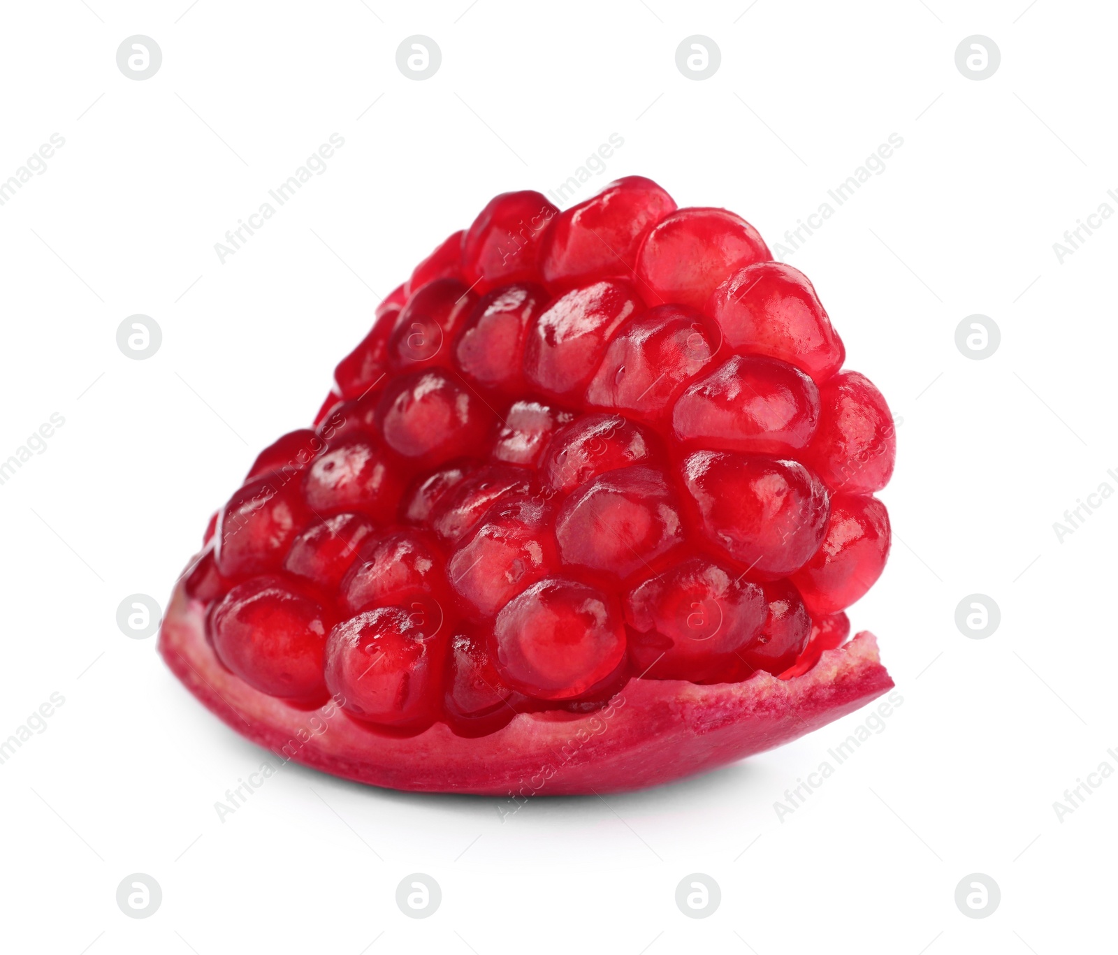 Photo of Piece of ripe juicy pomegranate isolated on white