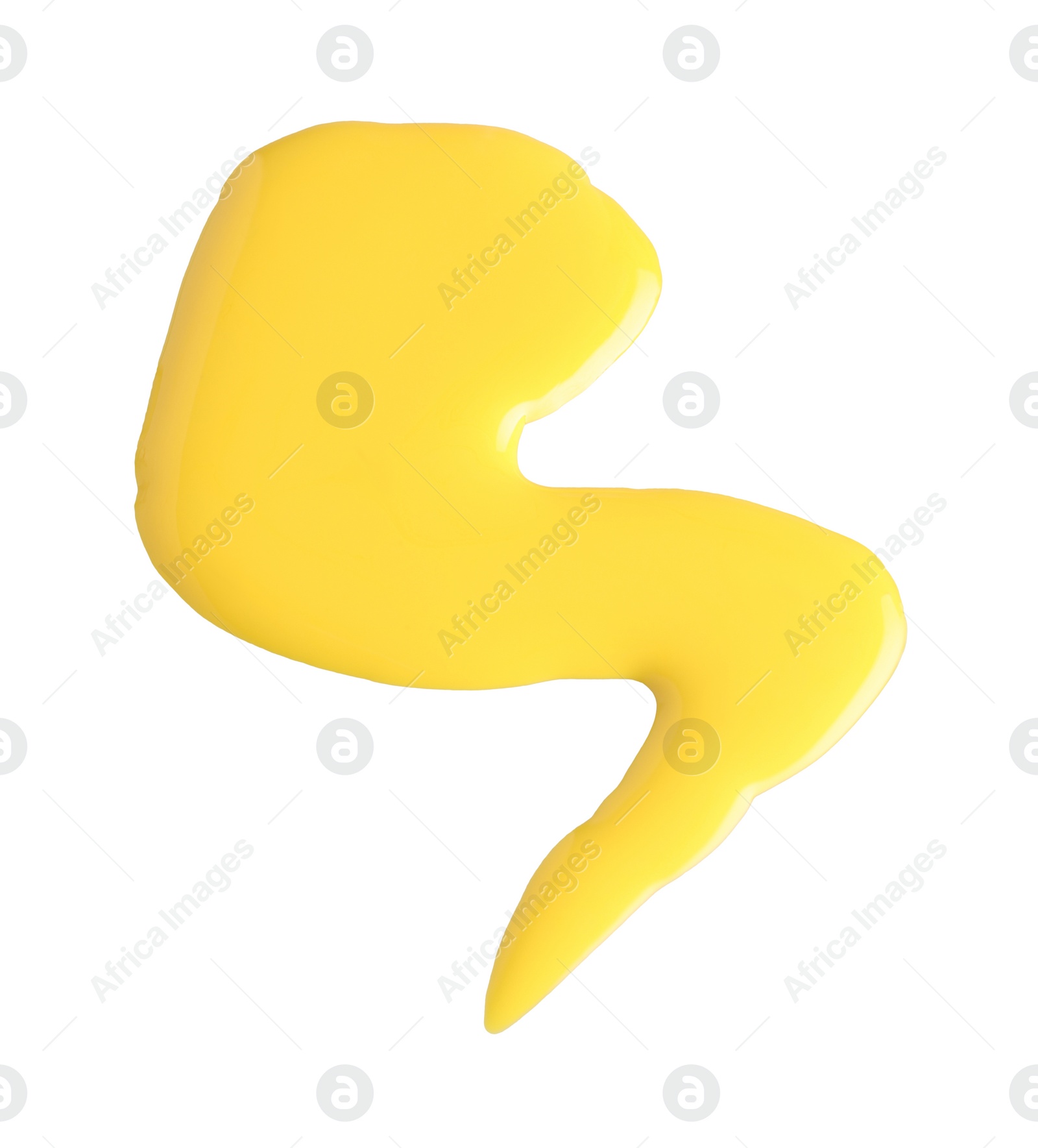 Photo of Sample of yellow nail polish isolated on white, top view