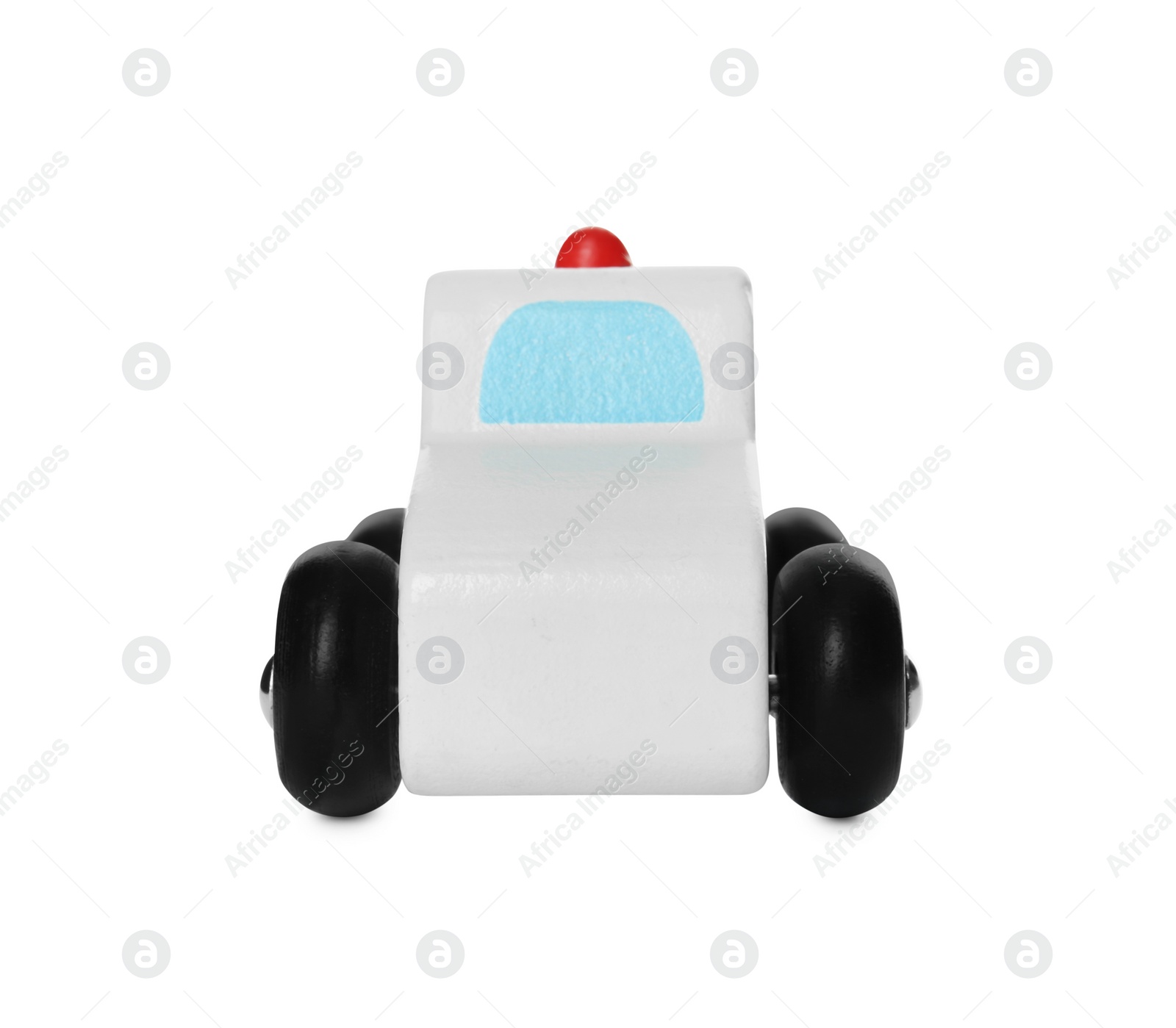 Photo of One police car isolated on white. Children's toy