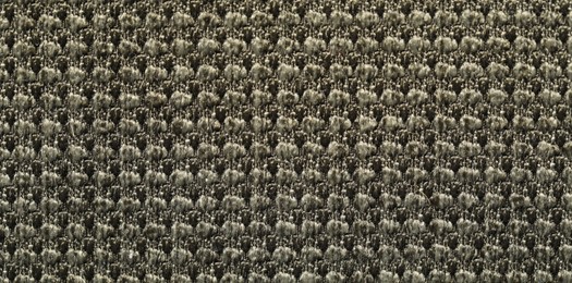 Photo of Texture of dark fabric as background, top view