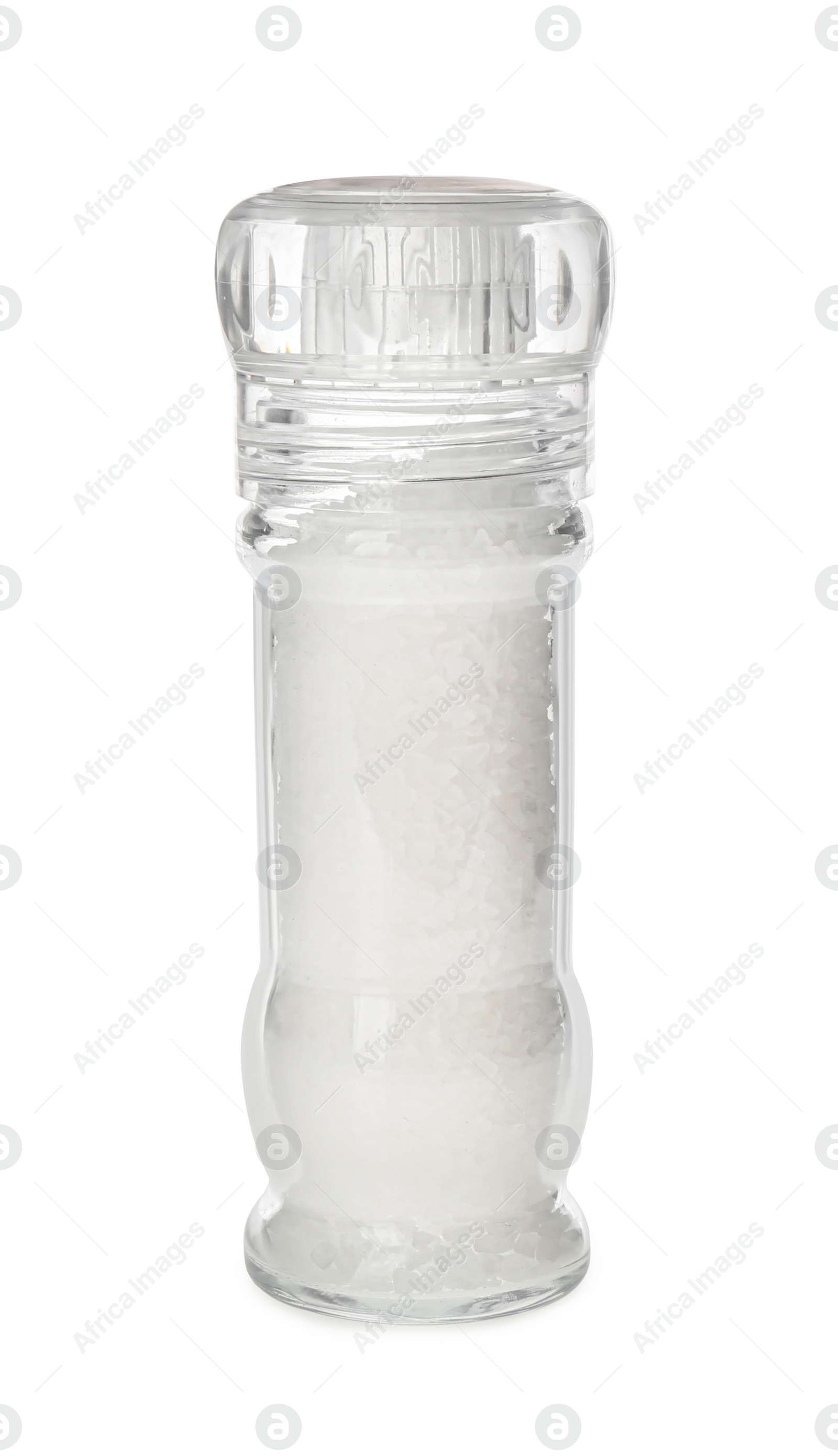 Photo of Shaker with natural salt isolated on white