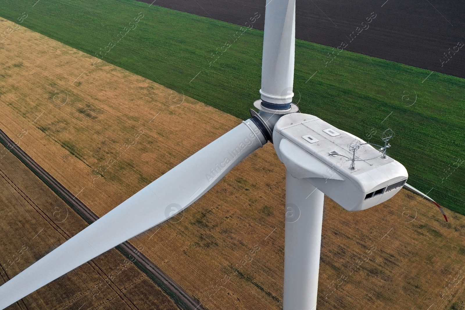 Image of Modern wind turbine, closeup. Alternative energy source