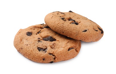 Photo of Delicious chocolate chip cookies isolated on white