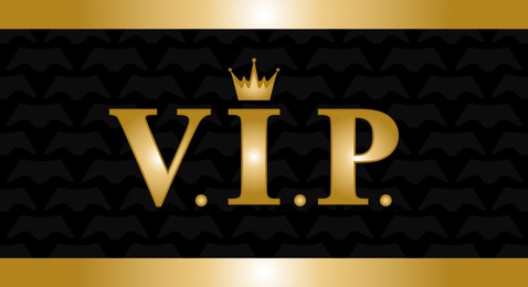 Illustration of VIP member card design in black and golden colors. Illustration