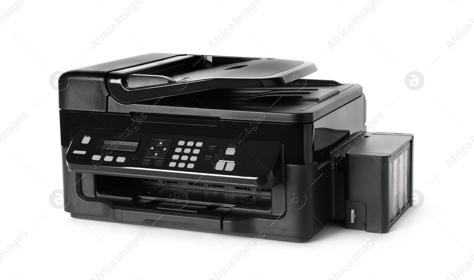 Photo of New modern multifunction printer isolated on white