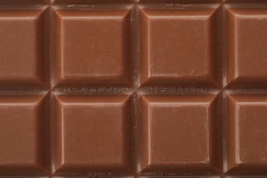 Photo of Delicious milk chocolate as background, closeup view