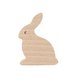 Photo of Wooden bunny isolated on white. Children's toy
