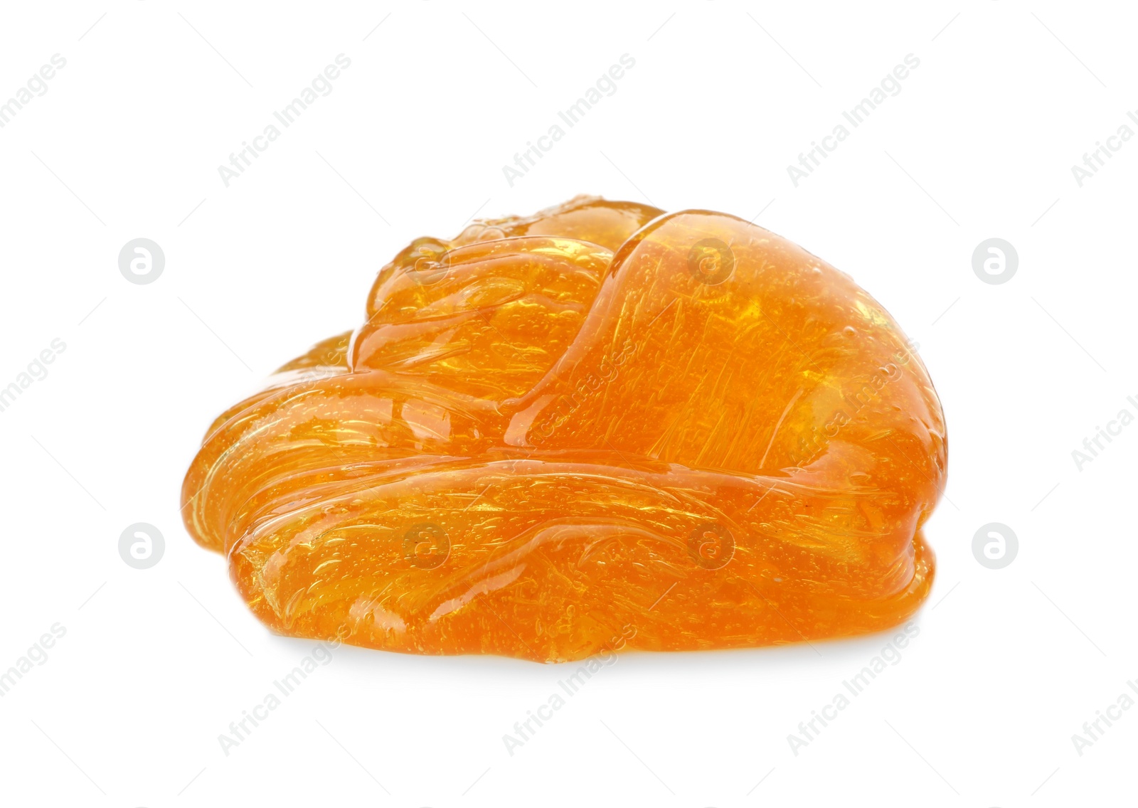 Photo of Orange slime isolated on white. Antistress toy