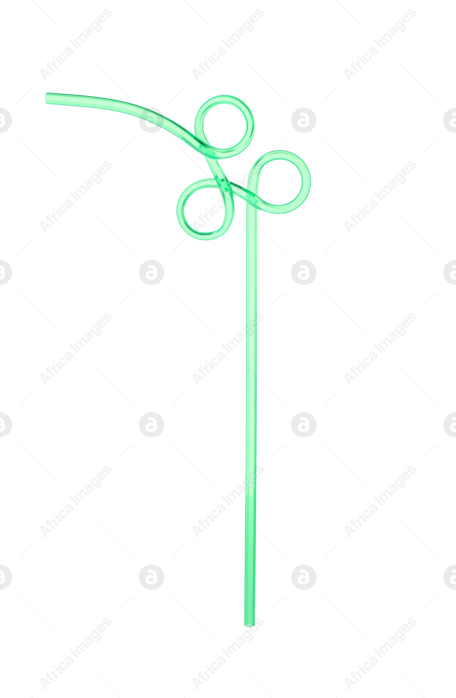 Photo of Light green plastic cocktail tube isolated on white