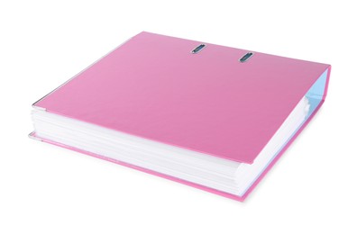 One pink office folder isolated on white