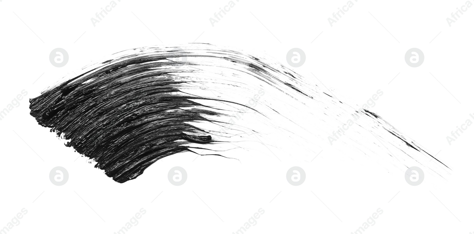 Photo of Smear of black mascara isolated on white, top view