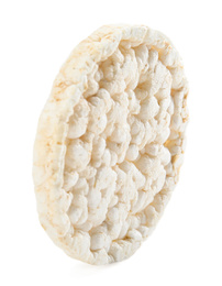 Puffed rice cake isolated on white. Healthy snack