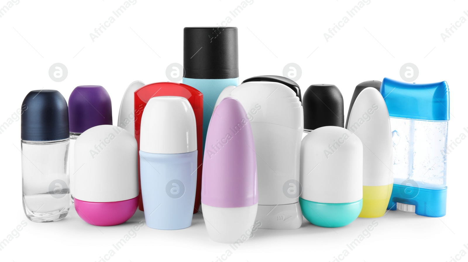 Photo of Set of different deodorants on white background