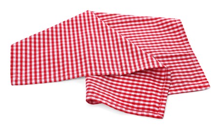 One red plaid napkin isolated on white