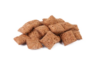 Heap of sweet crispy corn pads on white background. Breakfast cereal