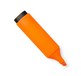 Bright orange marker isolated on white, top view