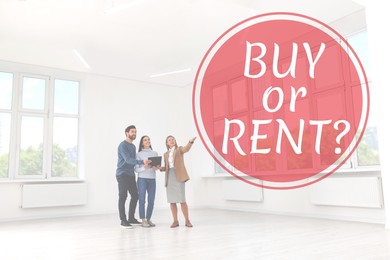 Image of Buy or Rent? Real estate agent showing apartment to couple