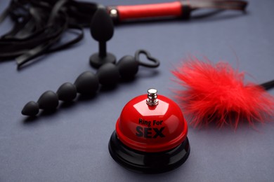 Photo of Sex toys and accessories on black background