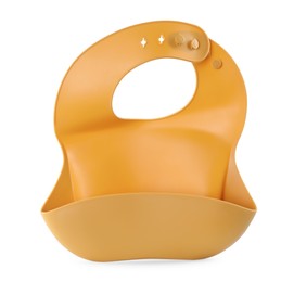 Orange silicone baby bib isolated on white