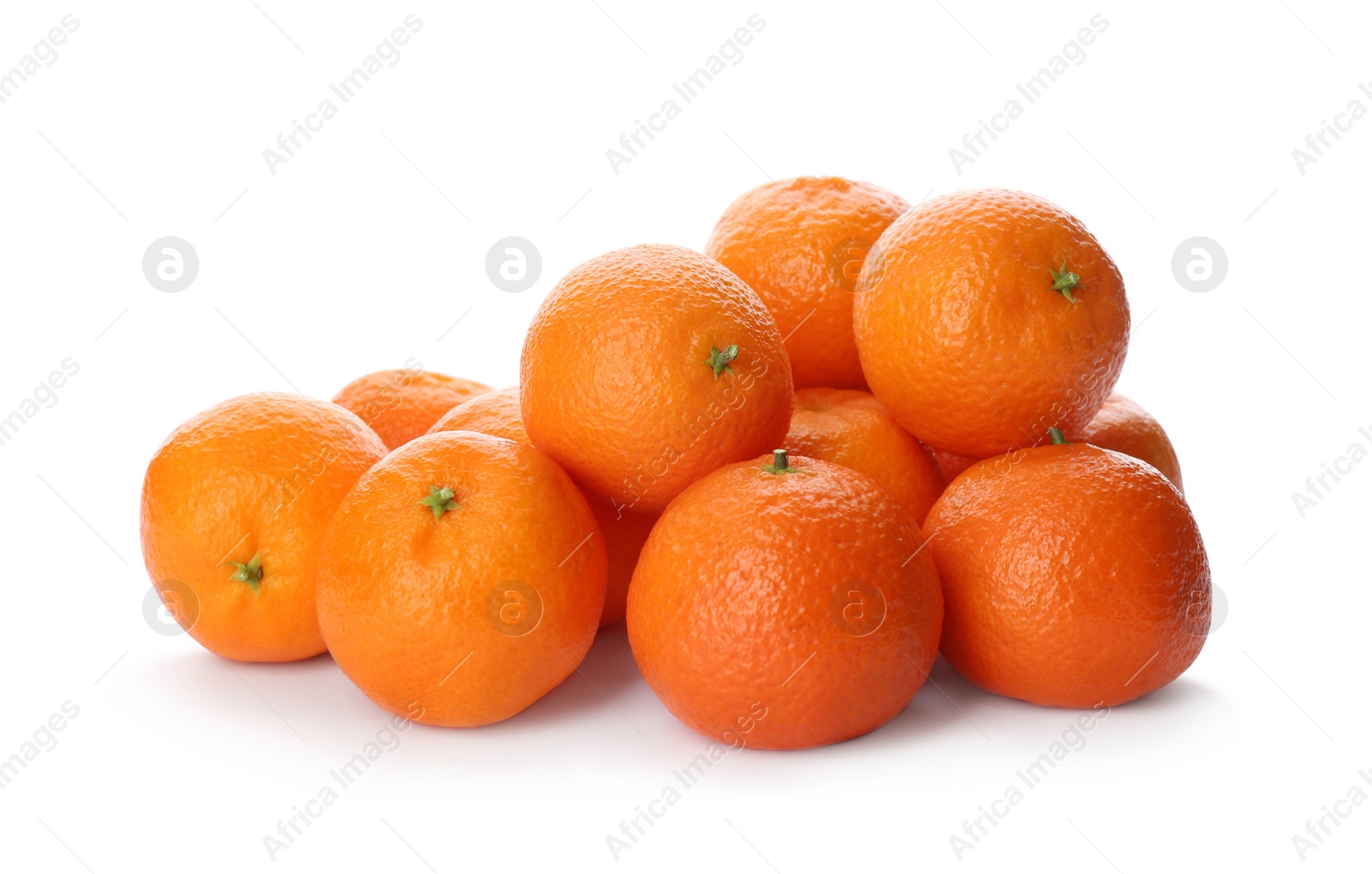 Photo of Fresh tangerines on white background. Citrus fruit