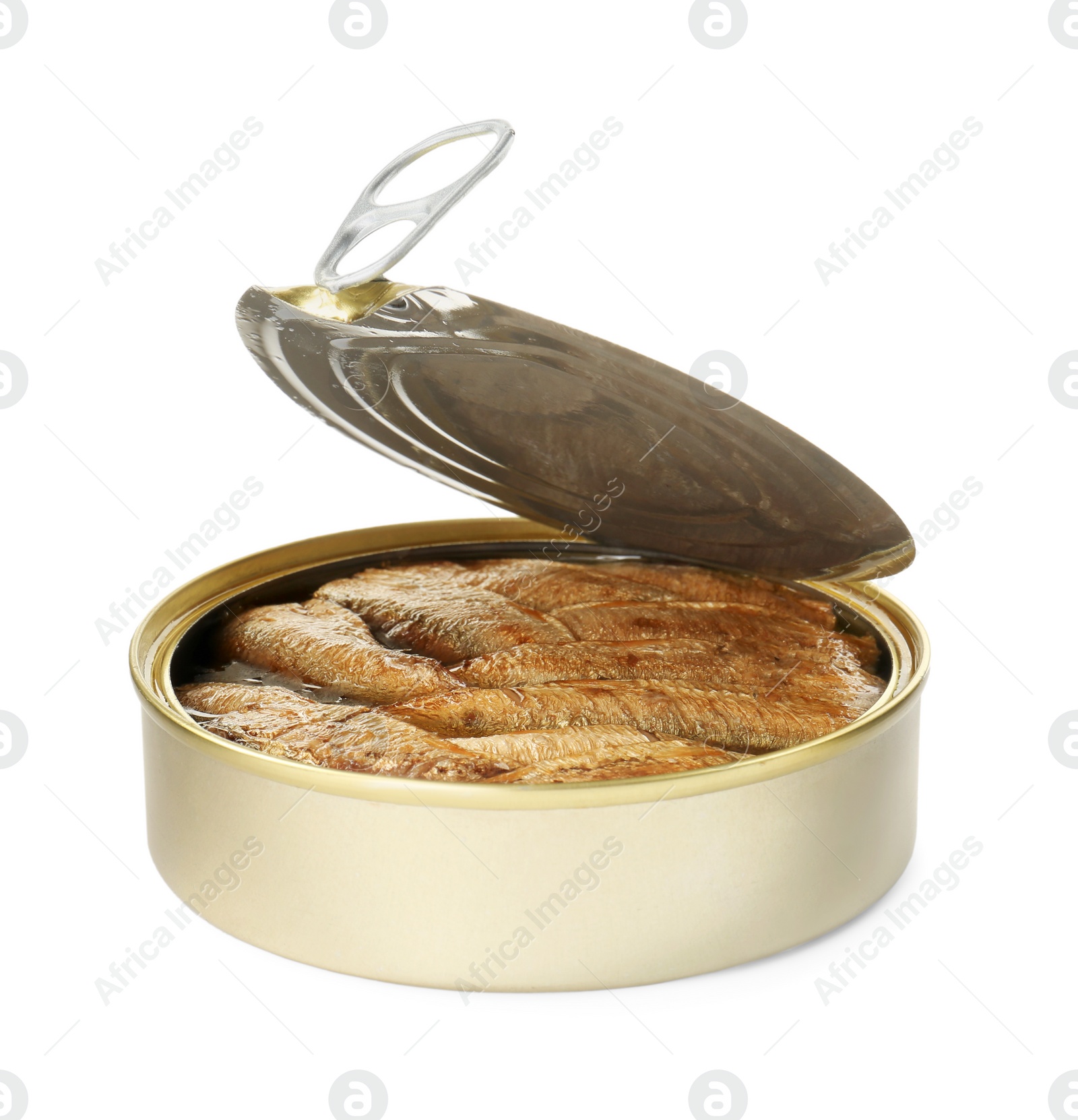 Photo of One tin can of sprats isolated on white