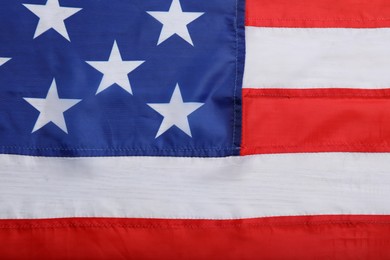 Photo of American flag as background, top view. National symbol of USA