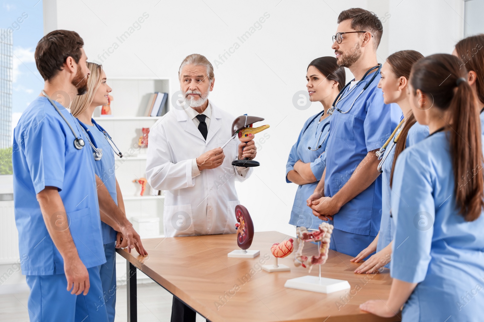 Photo of Doctor giving lecture for interns in university